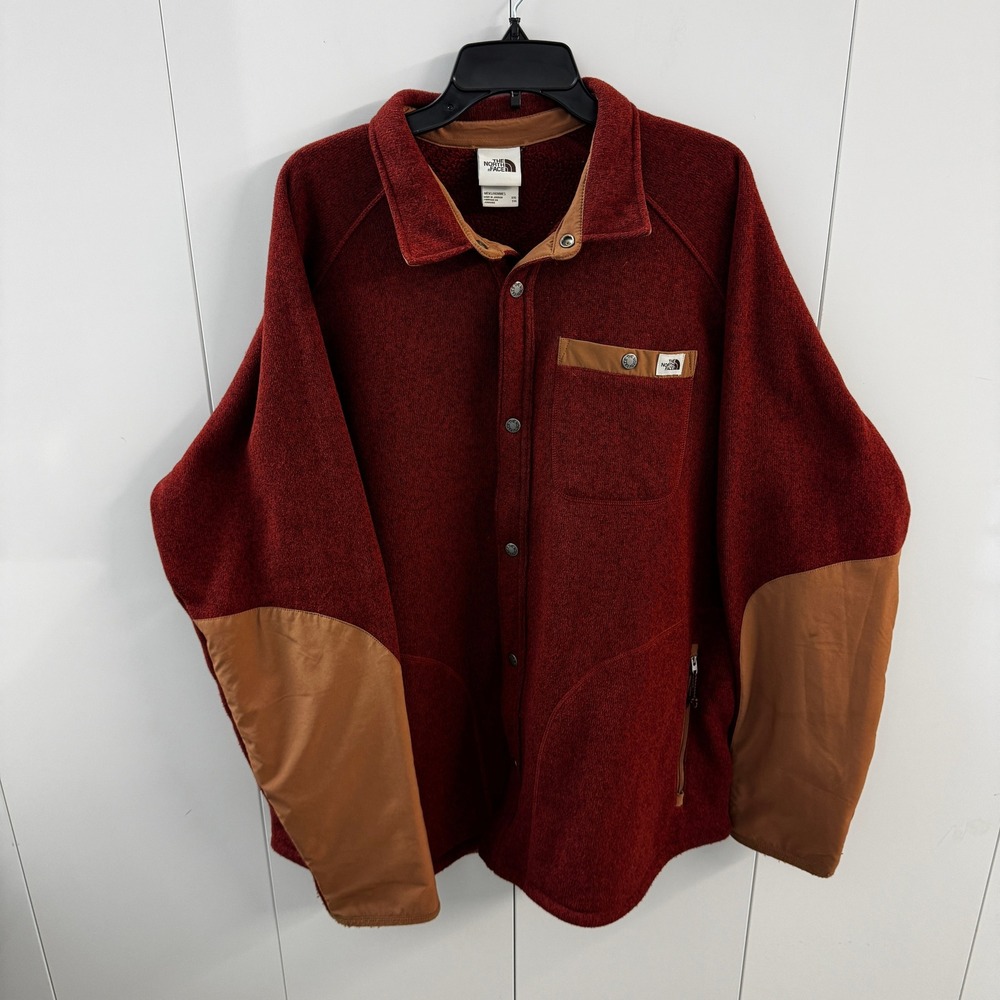 The North Face Gordon Lyons Shacket Mens XXL Brick Red Fleece Jacket NF0A5A71